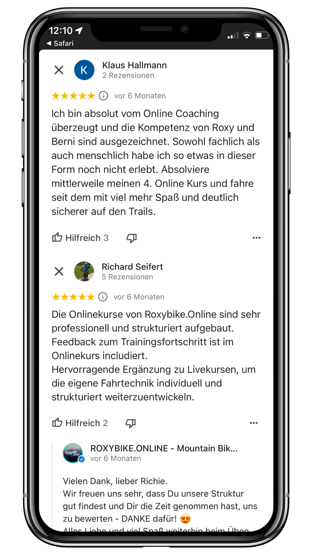 Kundenstimme Droppen lernen mit Roxybike